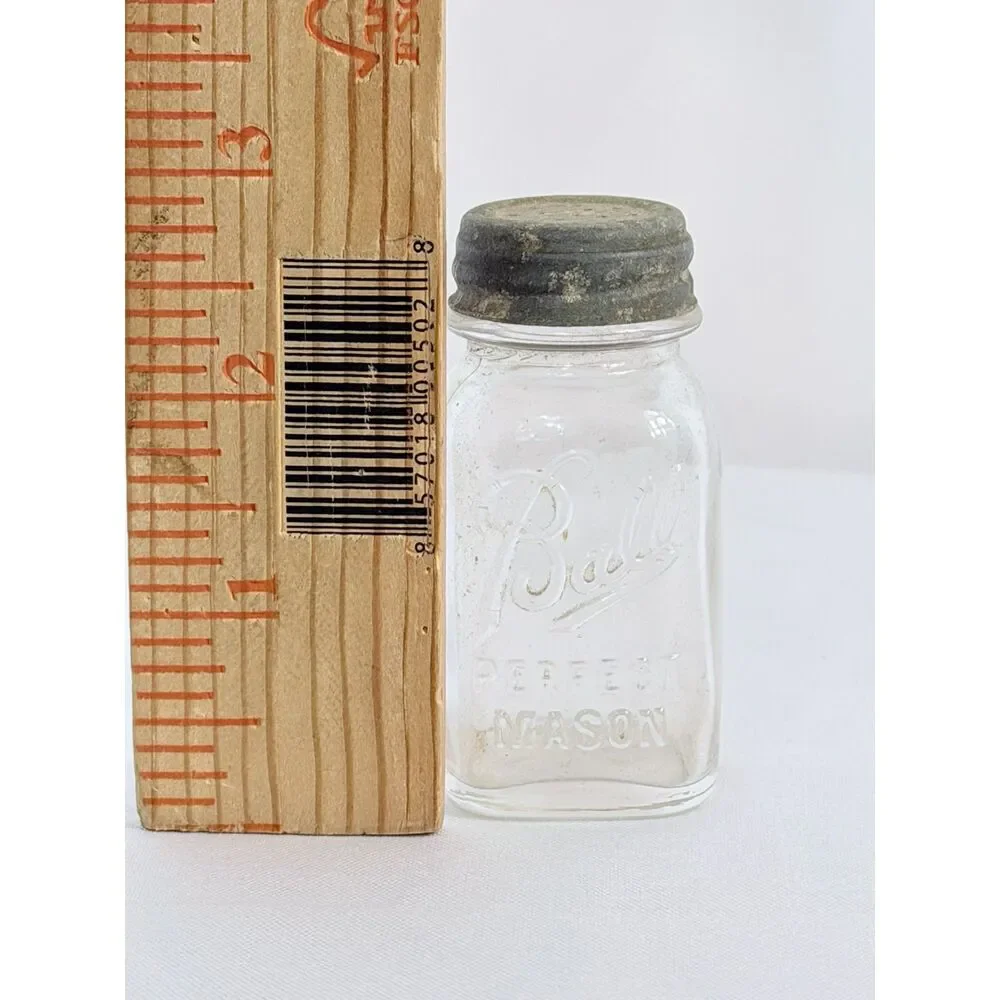 Miniature Ball Perfect Mason Jar Salesman Sample Zinc Lid  2.75” Square #7